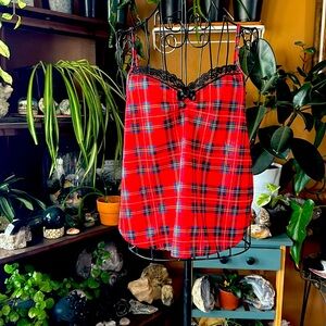 Vintage undercover wear women’s sexy tank top shirt tartan plaid school girl S